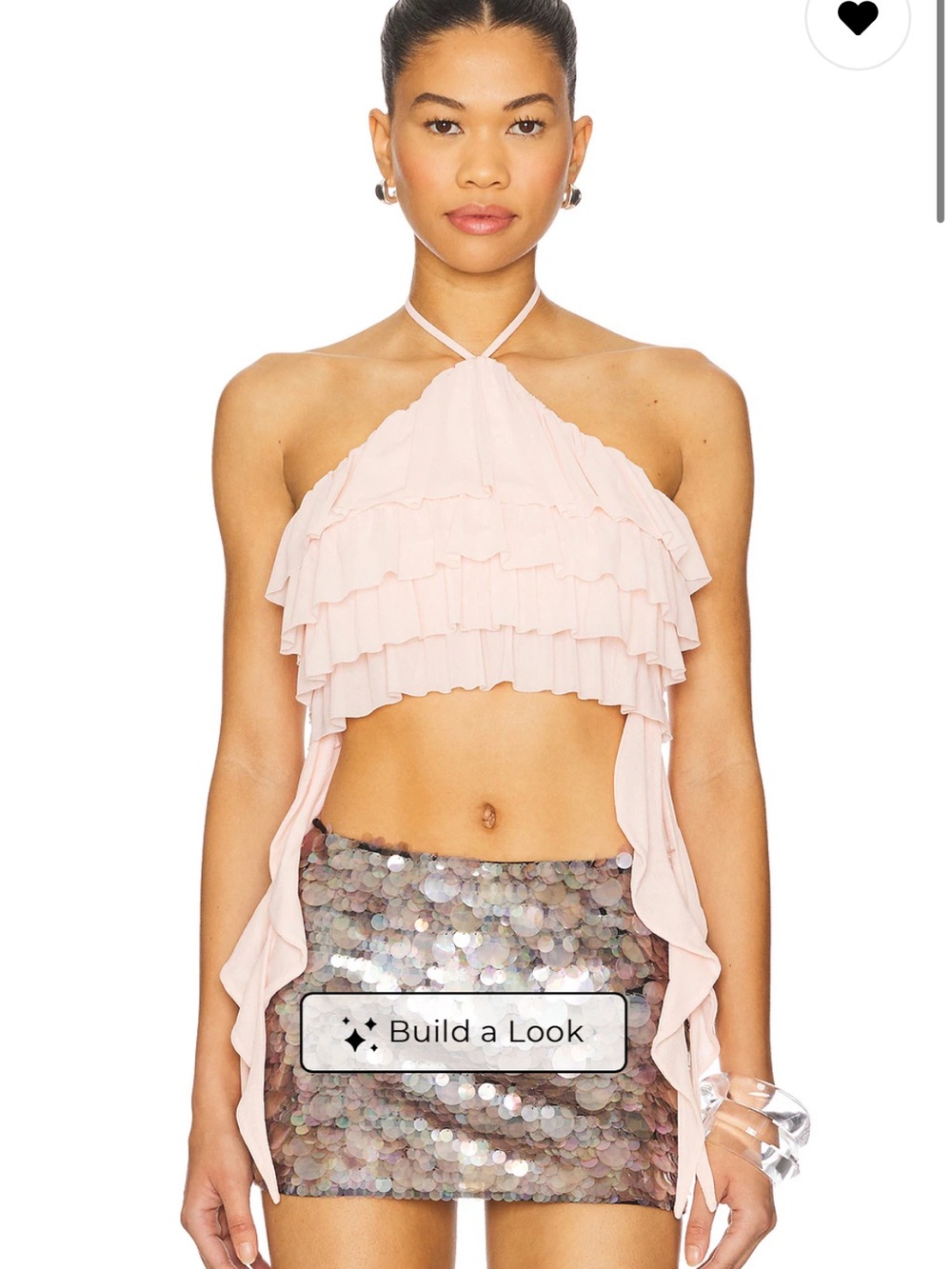 AFRM Pink Ruffled Halter Crop Top